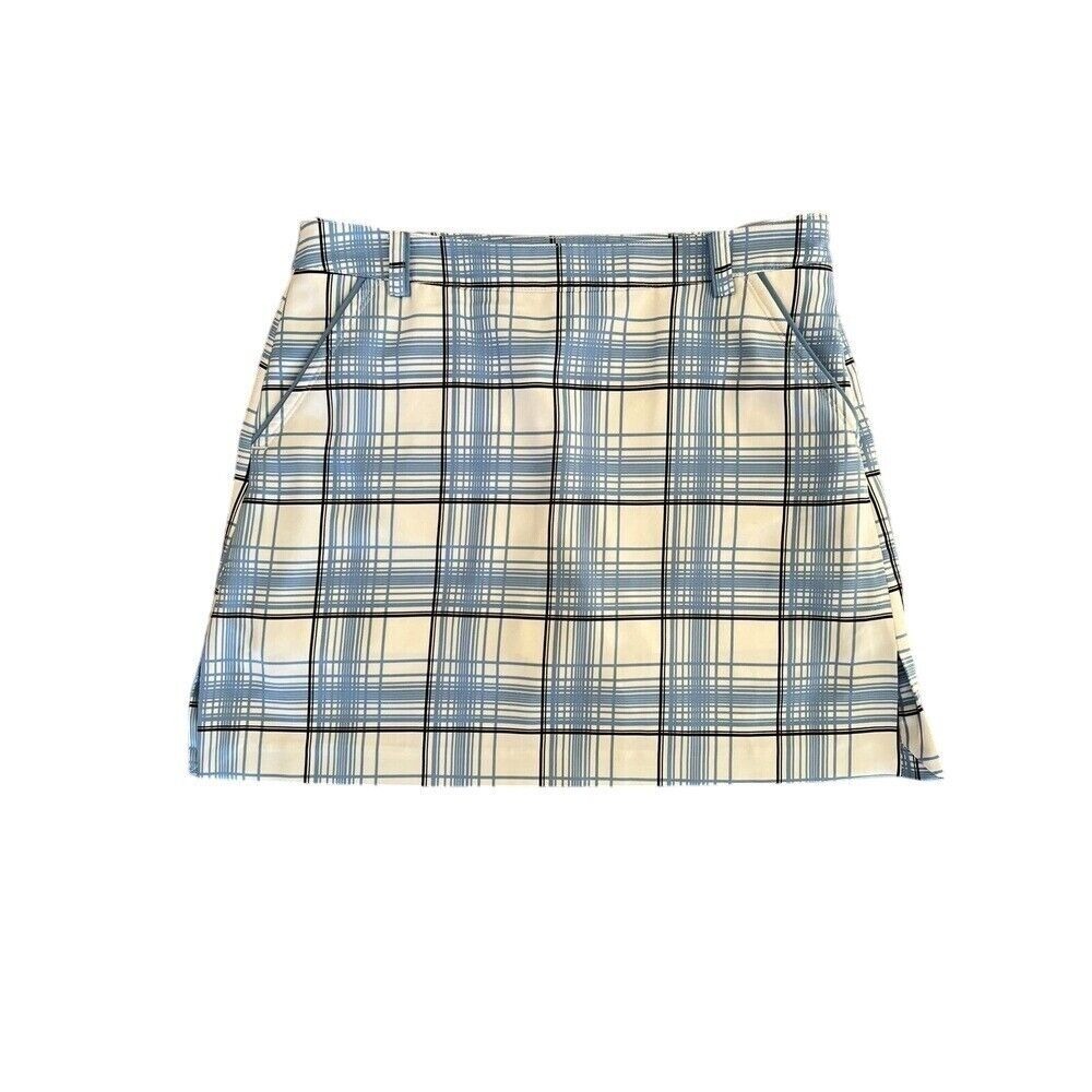 IZOD XFG Women Blue White Plaid Golf 6 Performance Athletic Mini Skort